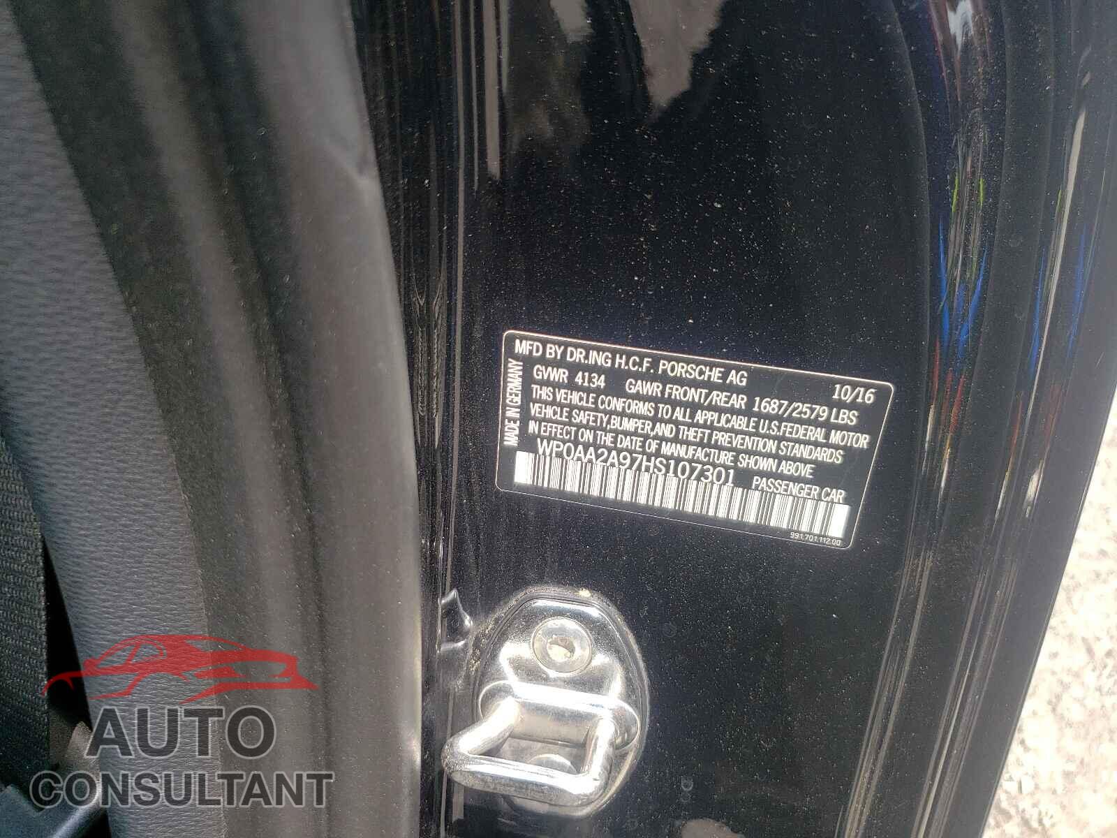 PORSCHE 911 2017 - WP0AA2A97HS107301