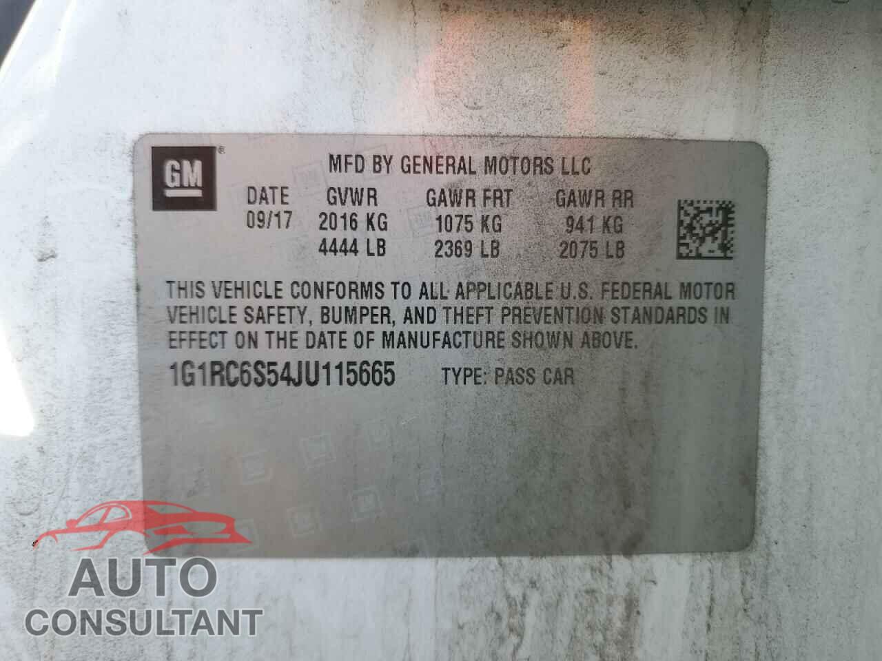 CHEVROLET VOLT 2018 - 1G1RC6S54JU115665