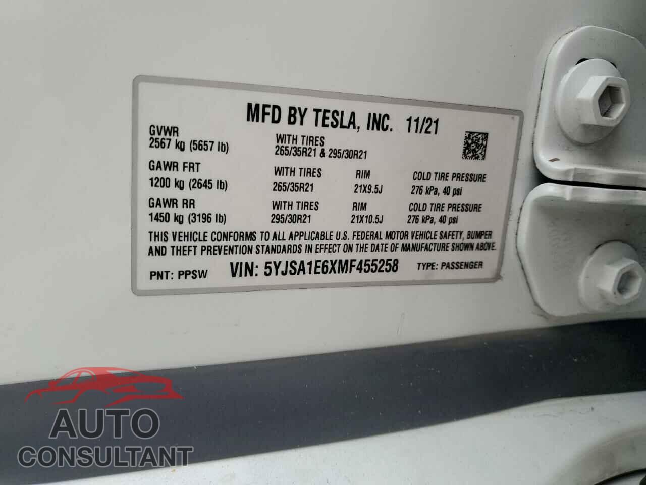 TESLA MODEL S 2021 - 5YJSA1E6XMF455258
