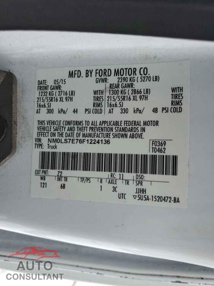 FORD TRANSIT 2015 - NM0LS7E76F1224136