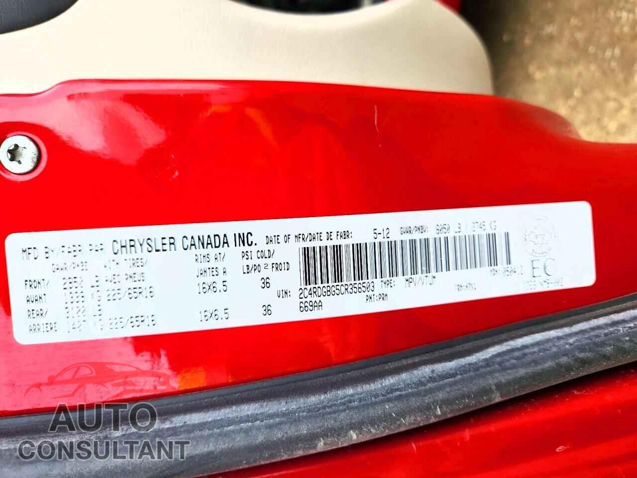 DODGE CARAVAN 2012 - 2C4RDGBG5CR356503