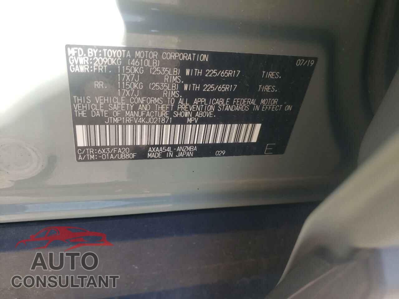 TOYOTA RAV4 2019 - JTMP1RFV4KJ021871