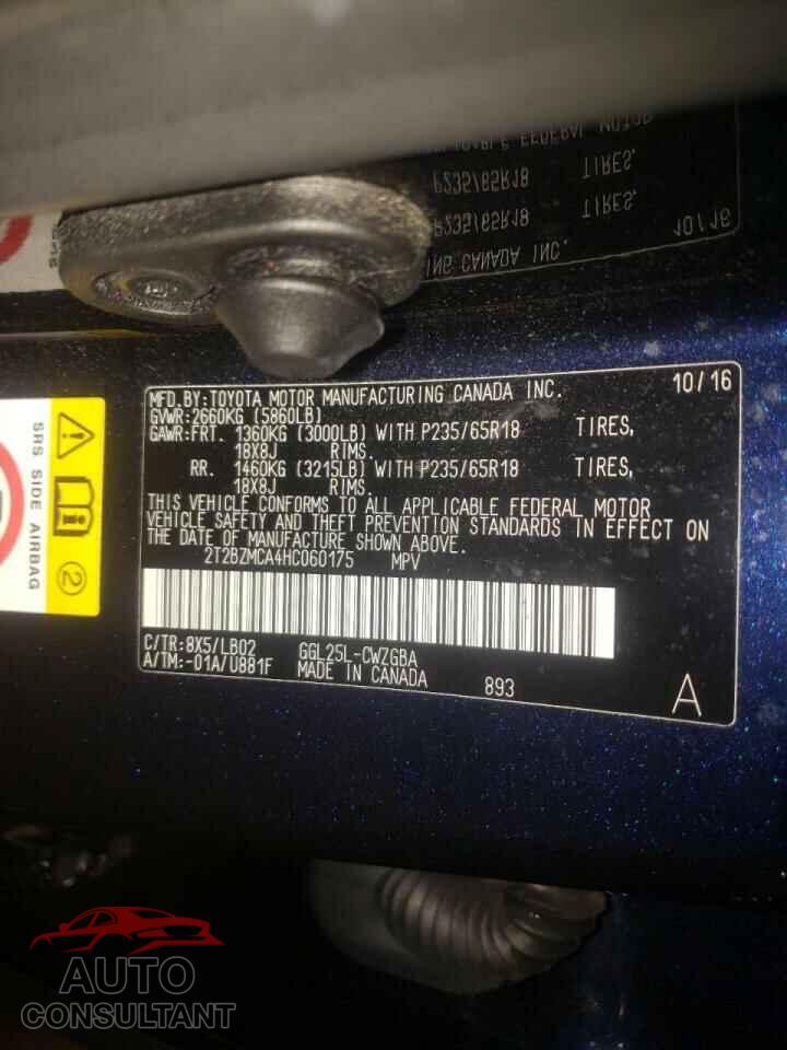 LEXUS RX350 2017 - 2T2BZMCA4HC060175