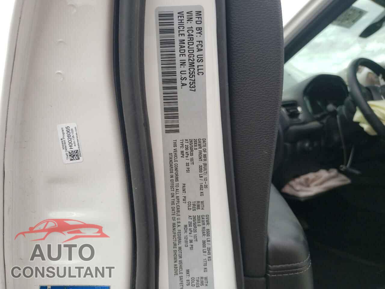 DODGE DURANGO 2021 - 1C4RDJDG2MC557537
