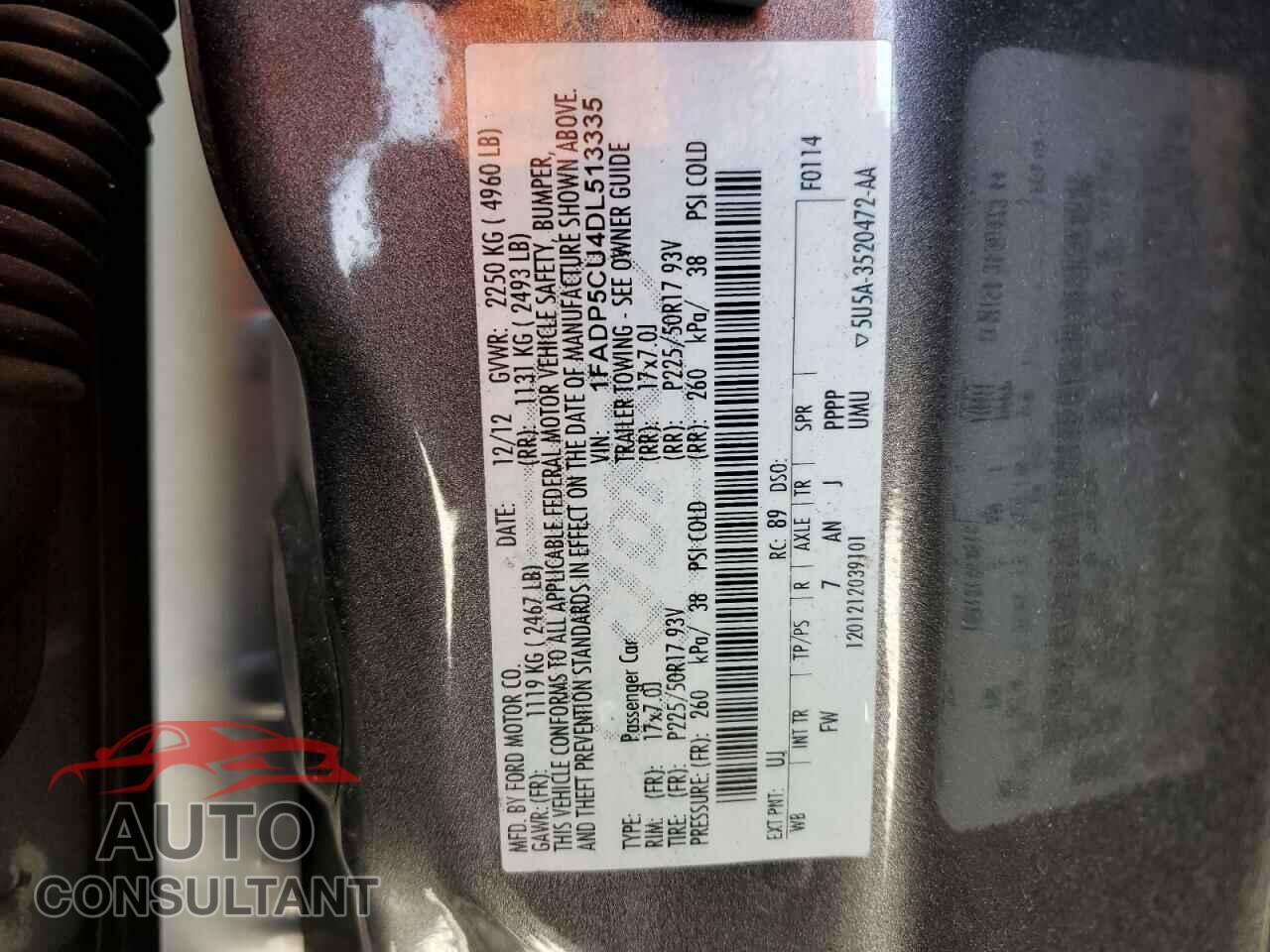 FORD CMAX 2013 - 1FADP5CU4DL513335