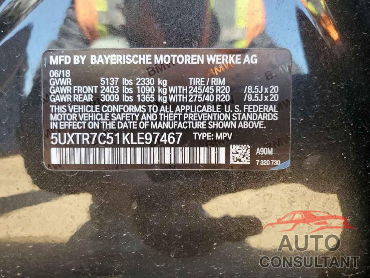 BMW X3 2019 - 5UXTR7C51KLE97467