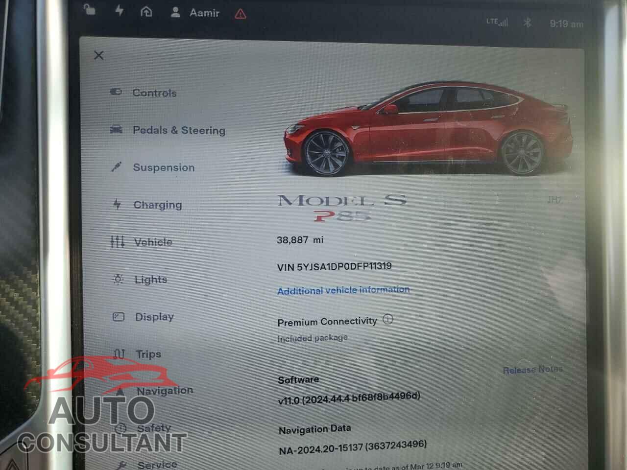 TESLA MODEL S 2013 - 5YJSA1DP0DFP11319