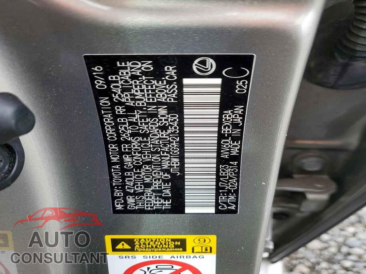 LEXUS ES300 2017 - JTHBW1GG9H2135430