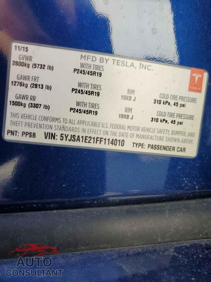TESLA MODEL S 2015 - 5YJSA1E21FF114010