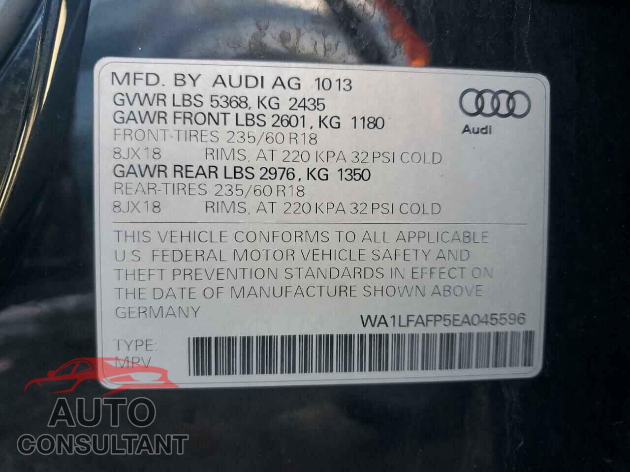 AUDI Q5 2014 - WA1LFAFP5EA045596