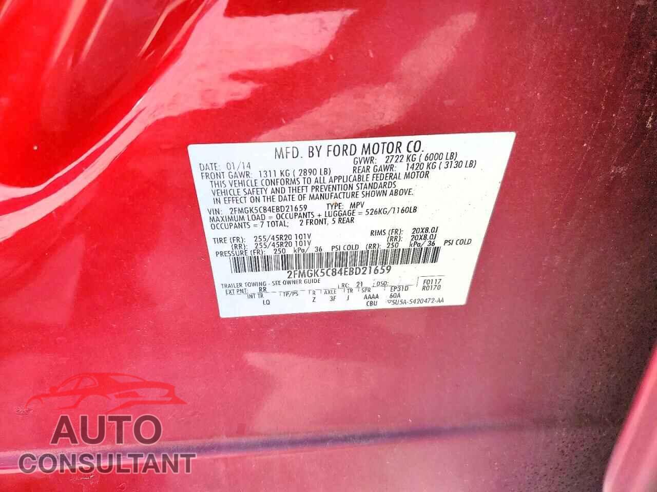 FORD FLEX 2014 - 2FMGK5C84EBD21659