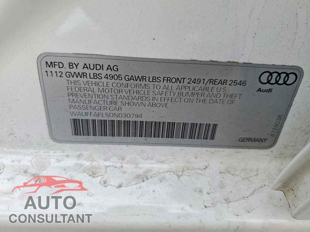 AUDI A4 2013 - WAUFFAFL5DN030794