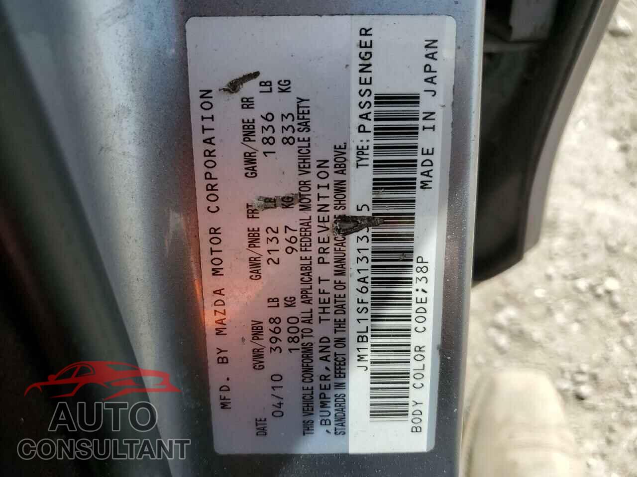 MAZDA 3 2010 - JM1BL1SF6A1313315