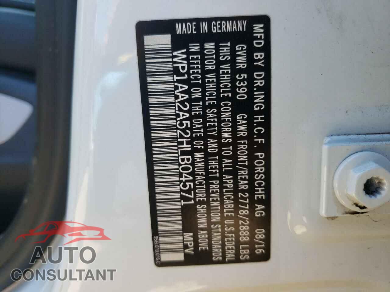 PORSCHE MACAN 2017 - WP1AA2A52HLB04571