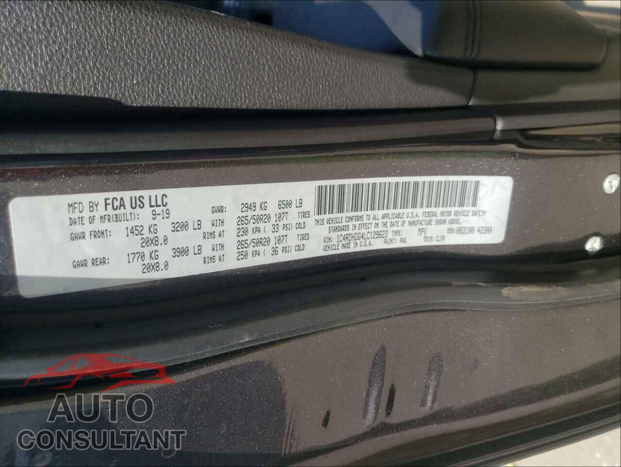 DODGE DURANGO 2020 - 1C4RDHDG4LC129623