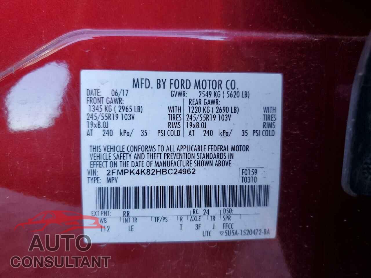FORD EDGE 2017 - 2FMPK4K82HBC24962