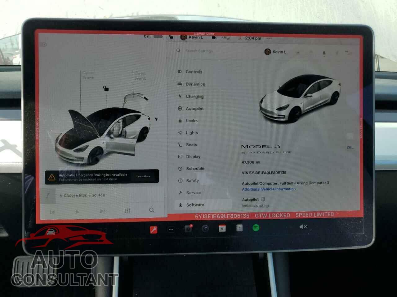 TESLA MODEL 3 2020 - 5YJ3E1EA9LF805135