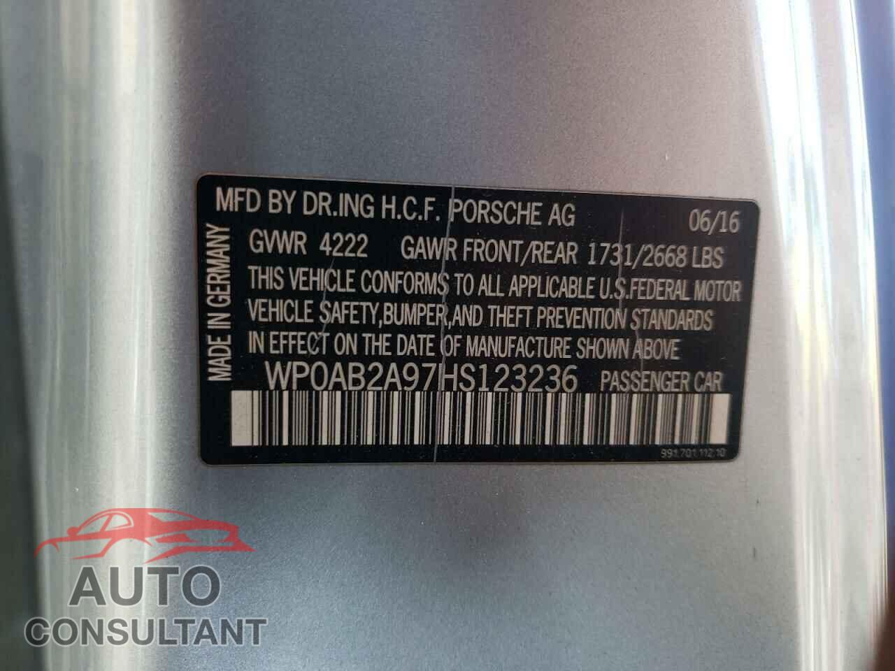 PORSCHE 911 2017 - WP0AB2A97HS123236