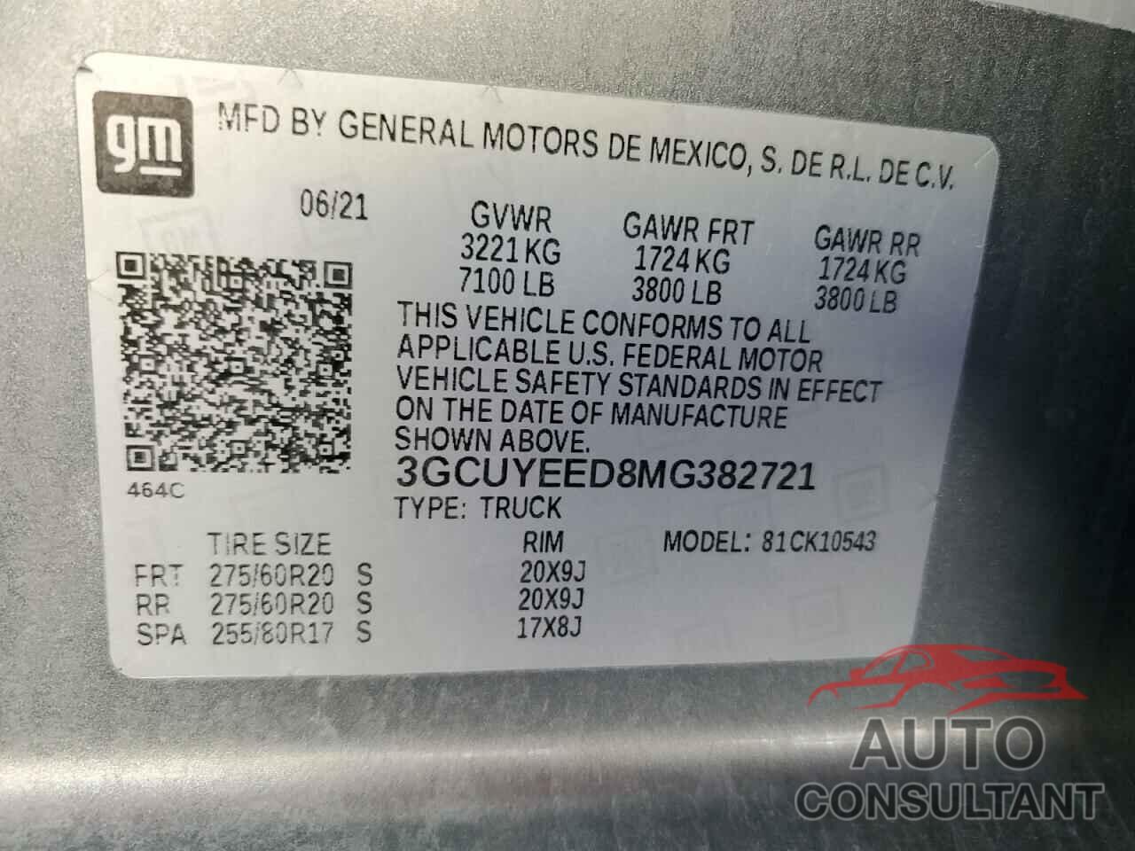 CHEVROLET ALL Models 2021 - 3GCUYEED8MG382721