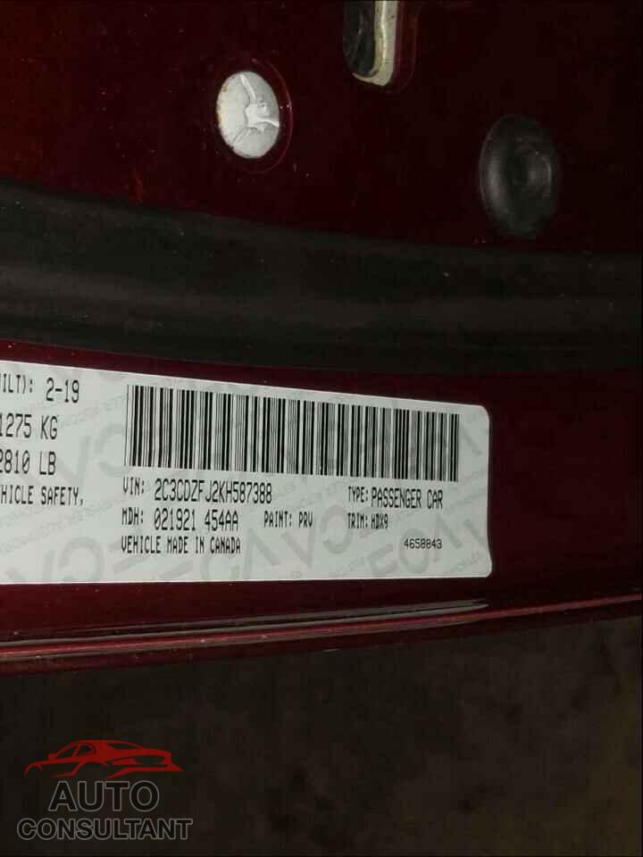 DODGE CHALLENGER 2019 - 2C3CDZFJ2KH587388