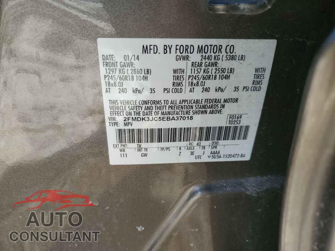 FORD EDGE 2014 - 2FMDK3JC5EBA37018