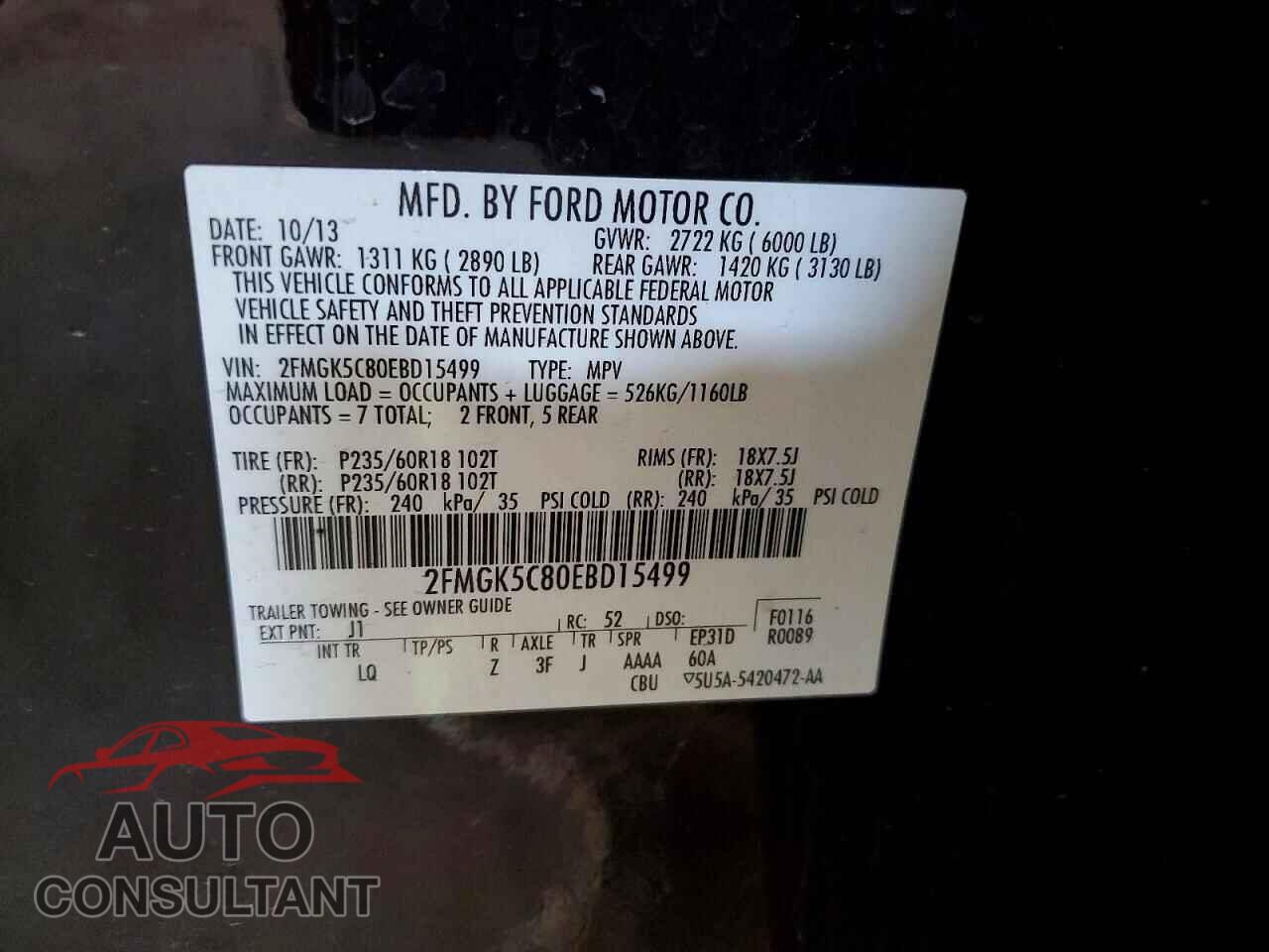 FORD FLEX 2014 - 2FMGK5C80EBD15499