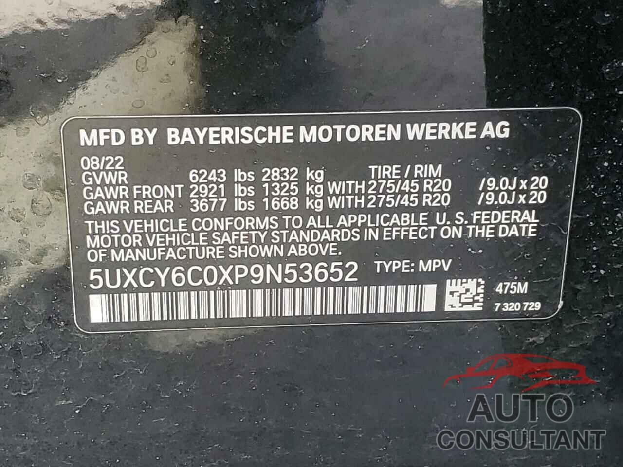 BMW X6 2023 - 5UXCY6C0XP9N53652
