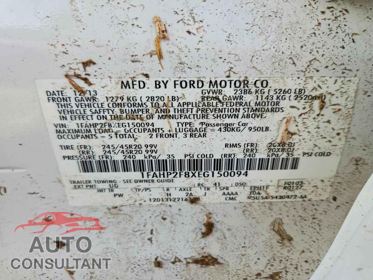 FORD TAURUS 2014 - 1FAHP2F8XEG150094