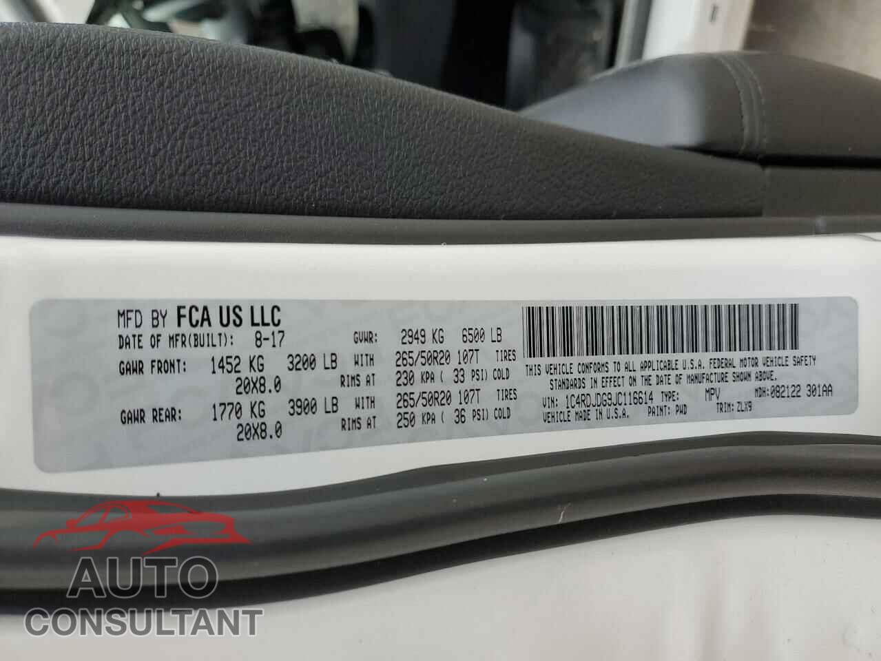 DODGE DURANGO 2018 - 1C4RDJDG9JC116614