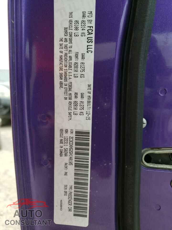 DODGE CHARGER 2016 - 2C3CDXHG2GH140105