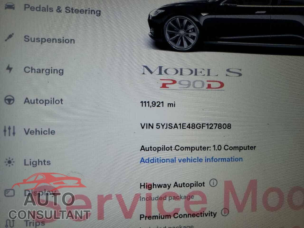 TESLA MODEL S 2016 - 5YJSA1E48GF127808