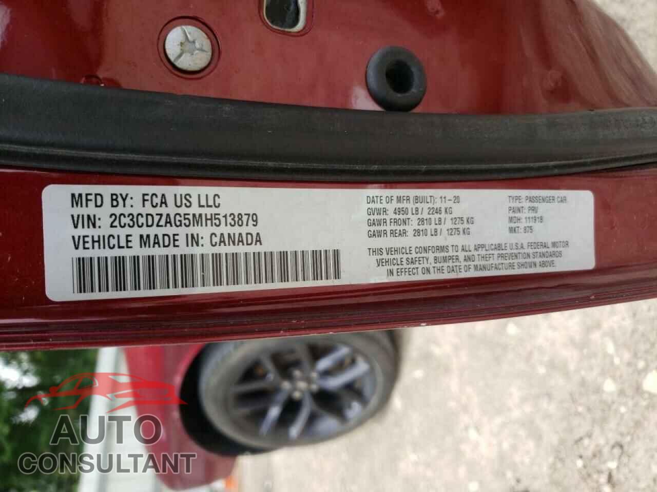 DODGE CHALLENGER 2021 - 2C3CDZAG5MH513879