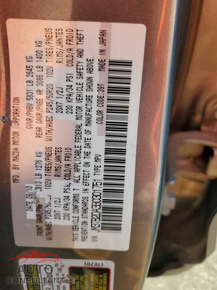 MAZDA CX-9 2011 - JM3TB2DA3B0301751