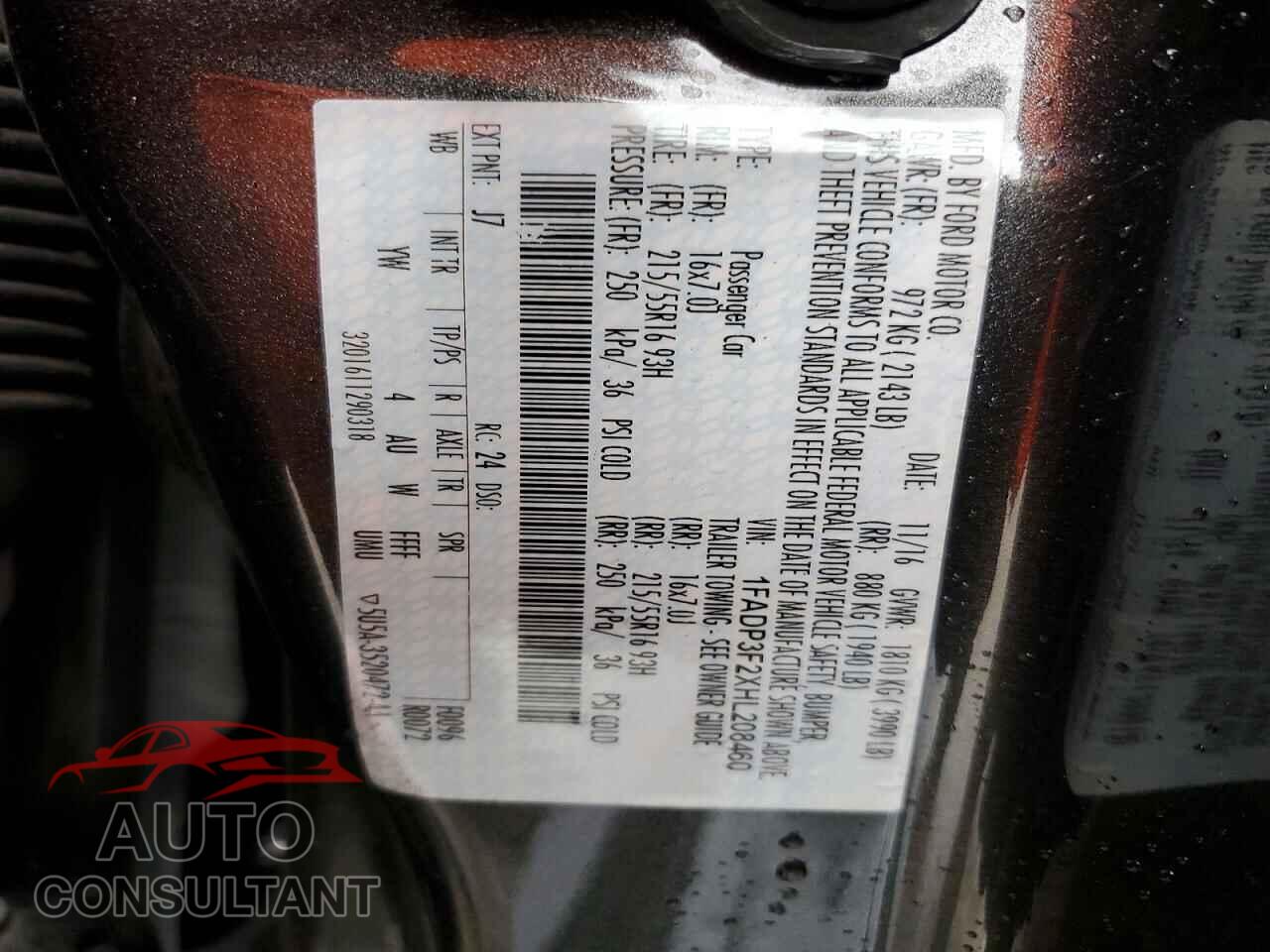 FORD FOCUS 2017 - 1FADP3F2XHL208460