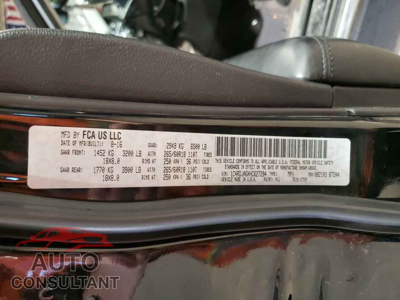 DODGE DURANGO 2017 - 1C4RDJAGXHC627294