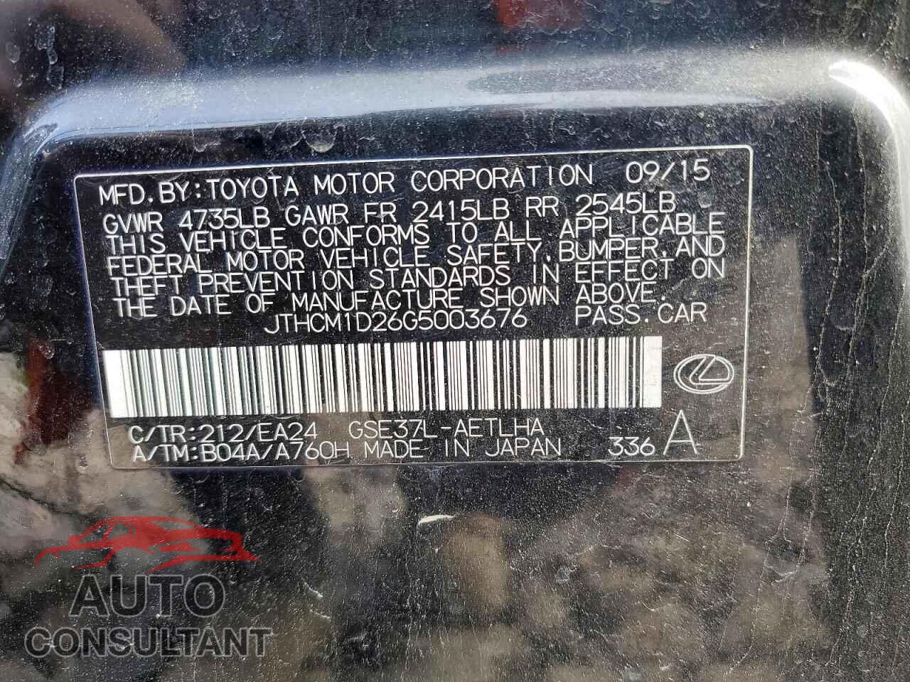 LEXUS IS 2016 - JTHCM1D26G5003676