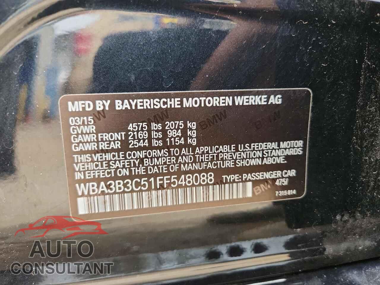 BMW 3 SERIES 2015 - WBA3B3C51FF548088