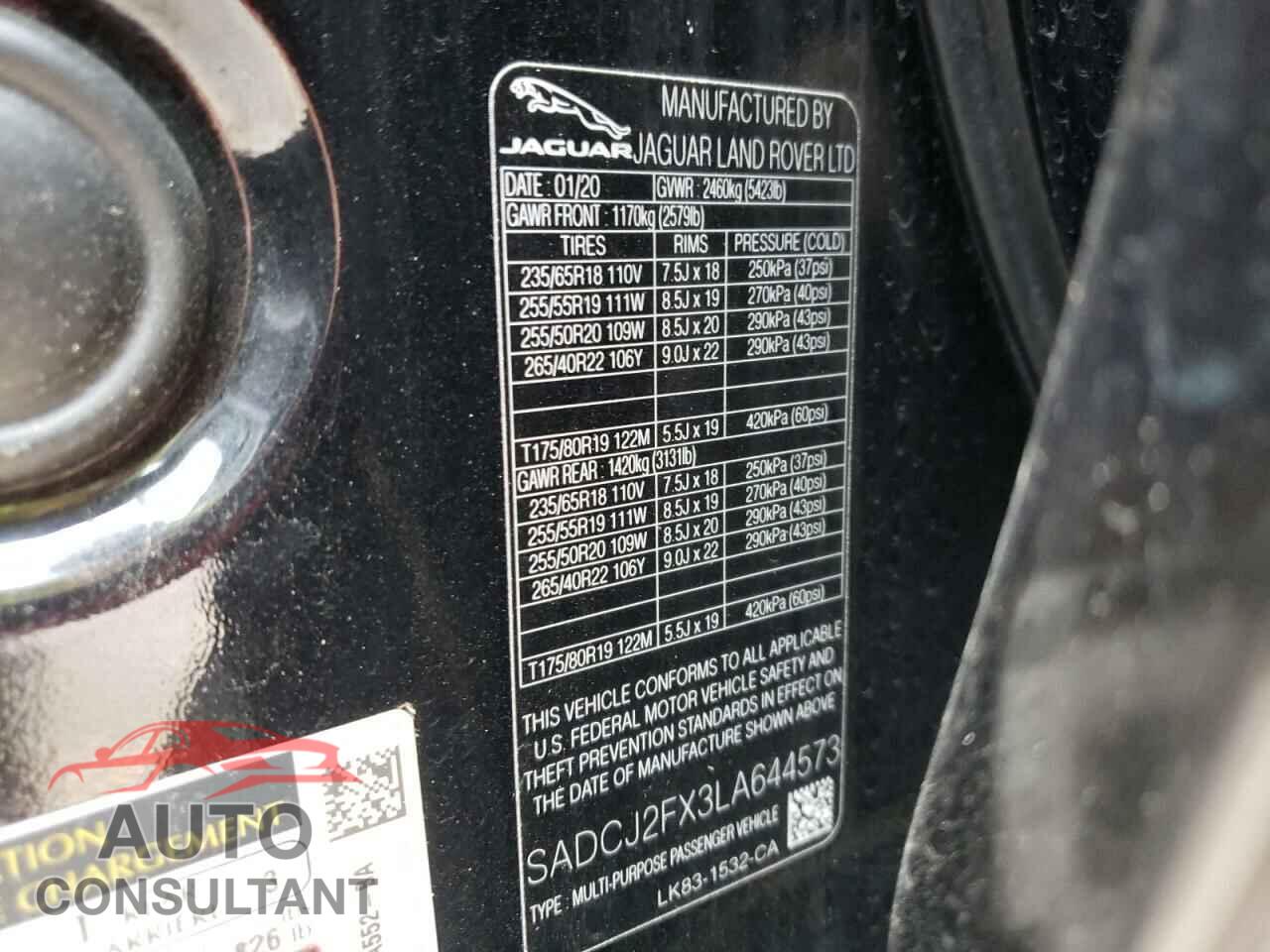 JAGUAR F-PACE 2020 - SADCJ2FX3LA644573
