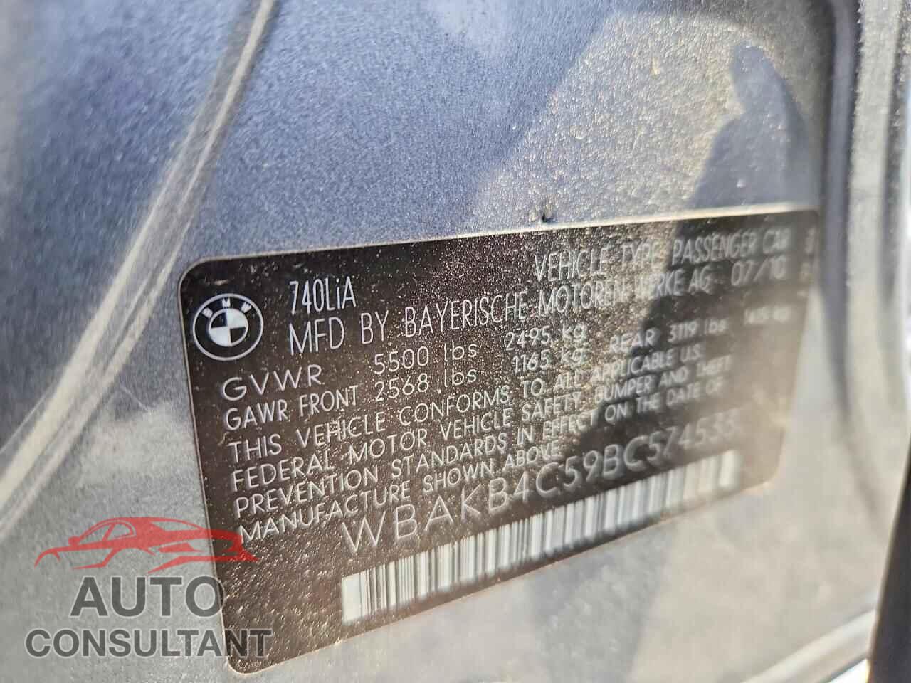 BMW 7 SERIES 2011 - WBAKB4C59BC574533
