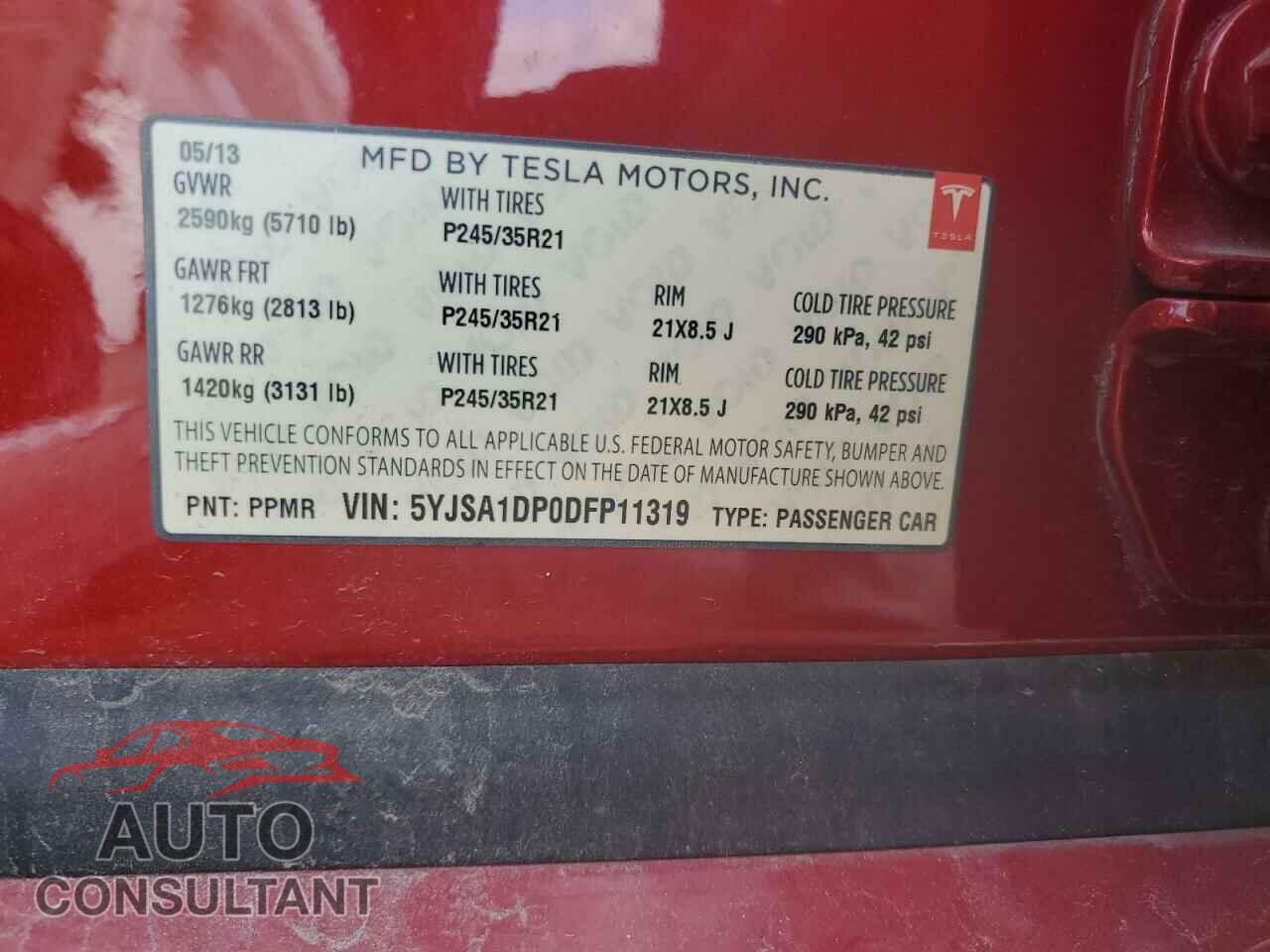 TESLA MODEL S 2013 - 5YJSA1DP0DFP11319