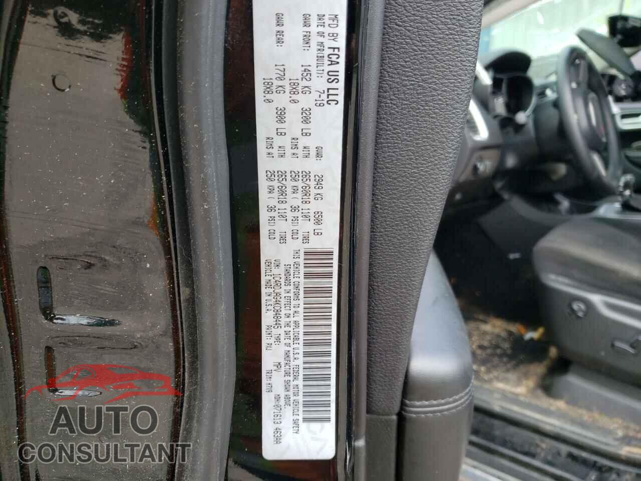 DODGE DURANGO 2019 - 1C4RDJAG4KC848445