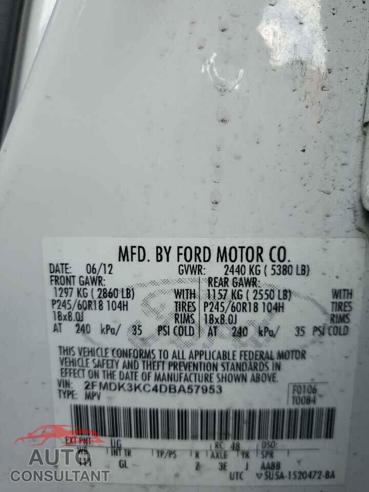 FORD EDGE 2013 - 2FMDK3KC4DBA57953