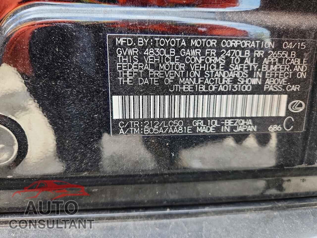 LEXUS GS 2015 - JTHBE1BL0FA013100