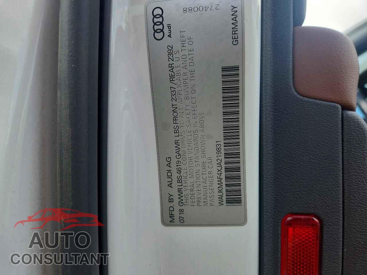 AUDI A4 2018 - WAUKMAF4XJA219831