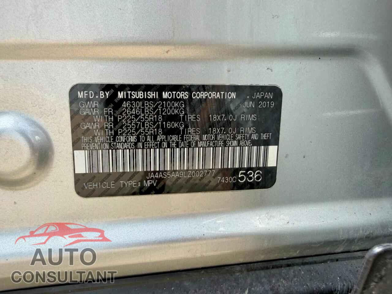 MITSUBISHI ECLIPSE 2020 - JA4AS5AA9LZ002777