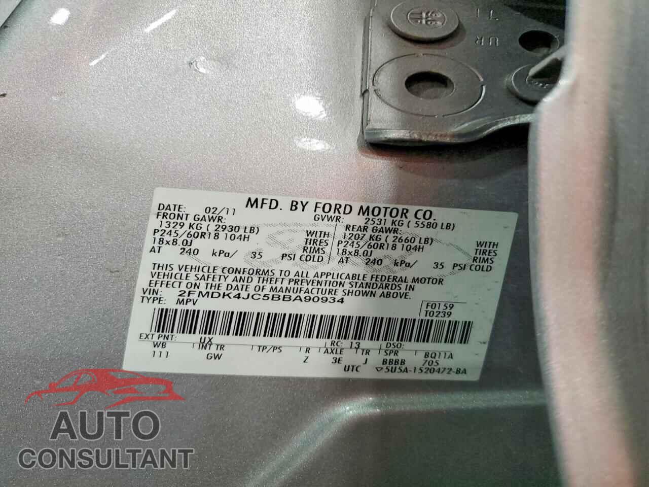 FORD EDGE 2011 - 2FMDK4JC5BBA90934