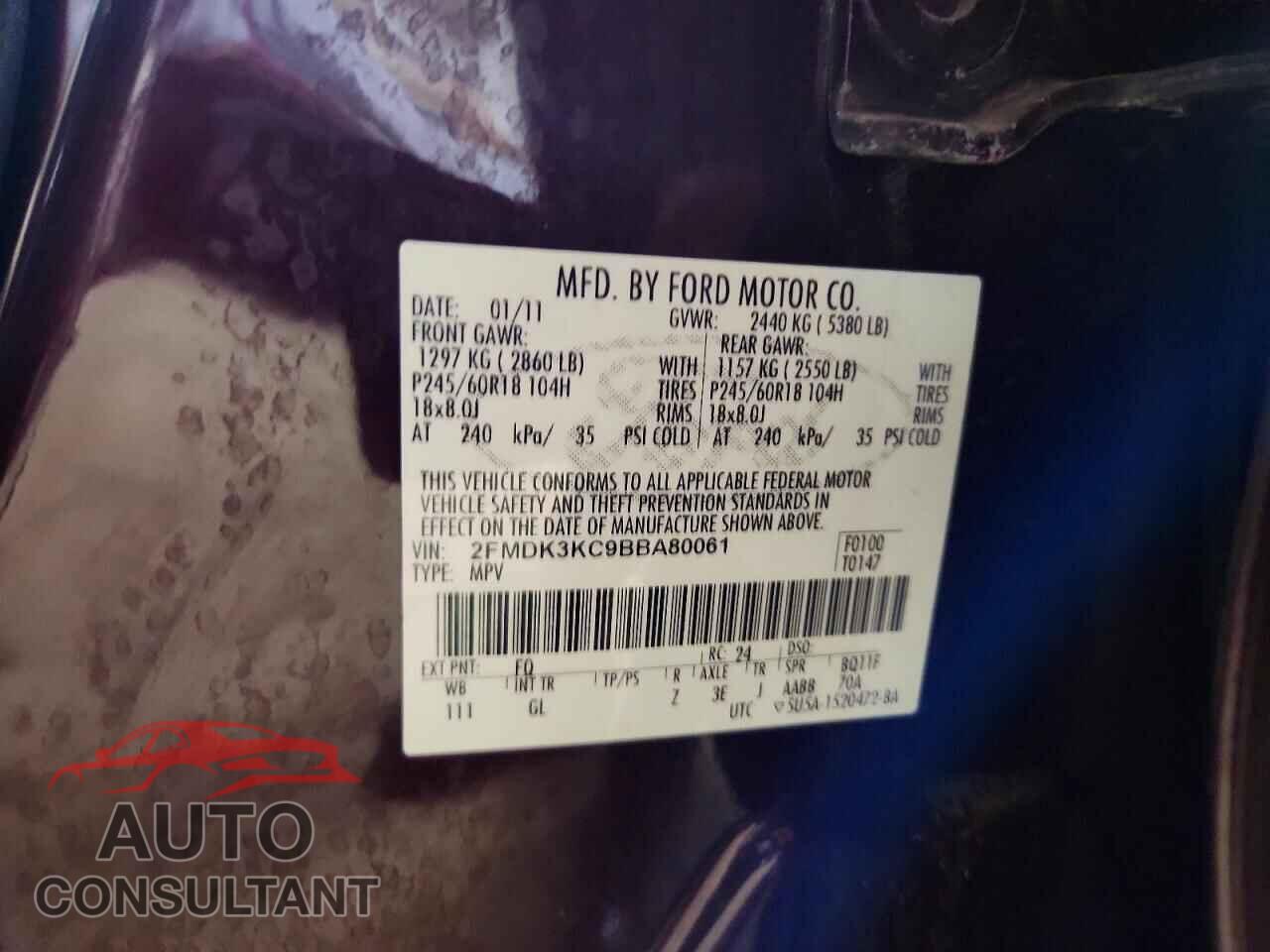 FORD EDGE 2011 - 2FMDK3KC9BBA80061
