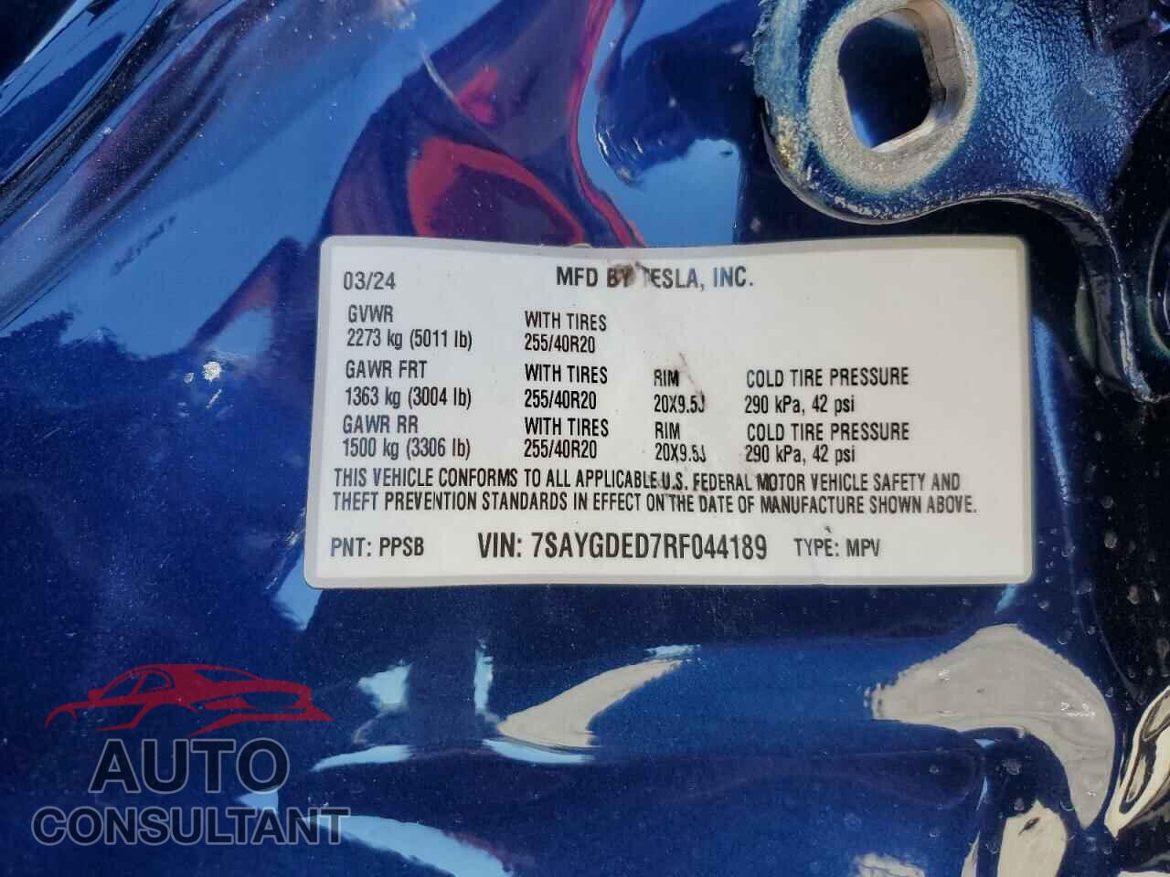 TESLA MODEL Y 2024 - 7SAYGDED7RF044189
