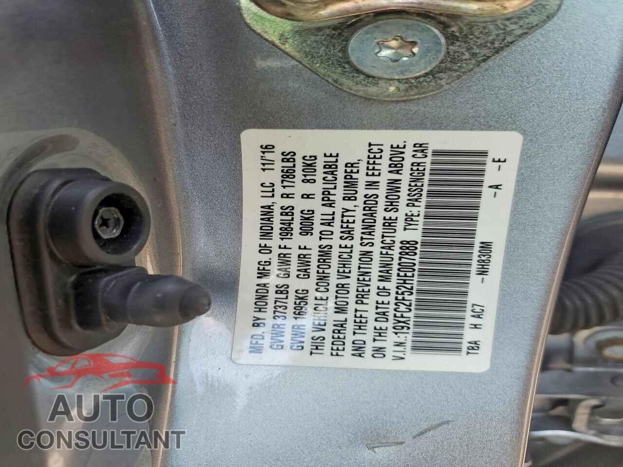 HONDA CIVIC 2017 - 19XFC2F52HE007888