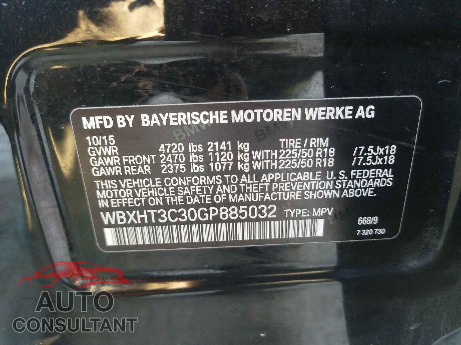 BMW X1 2016 - WBXHT3C30GP885032